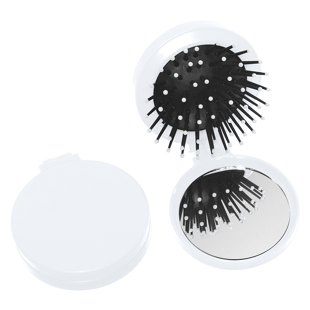 7113 - Cepillo para Cabello Compacto de Plástico con Espejo 2 en 1
