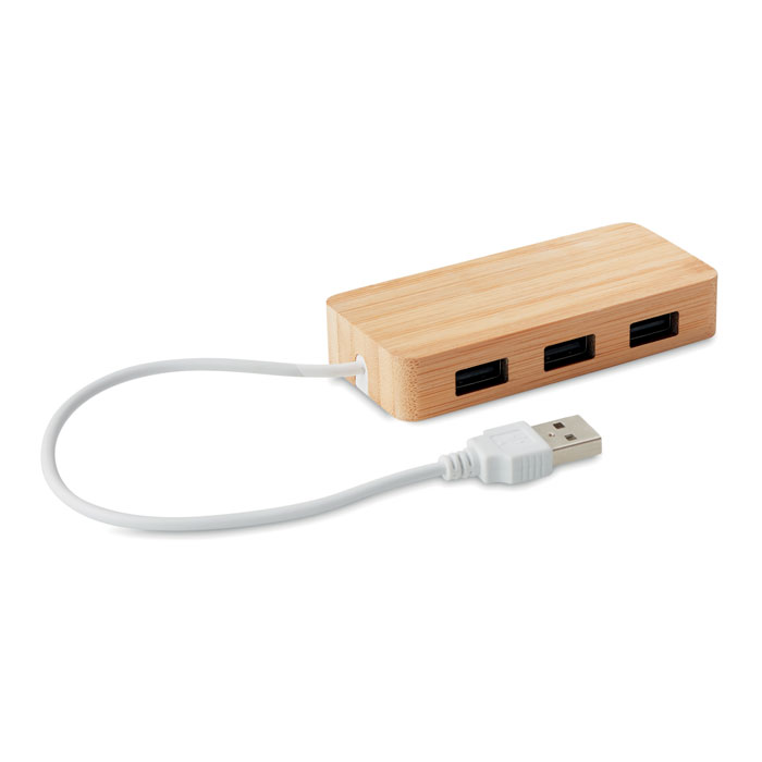 MO9738 - Hub USB con 3 Puertos de Bambú