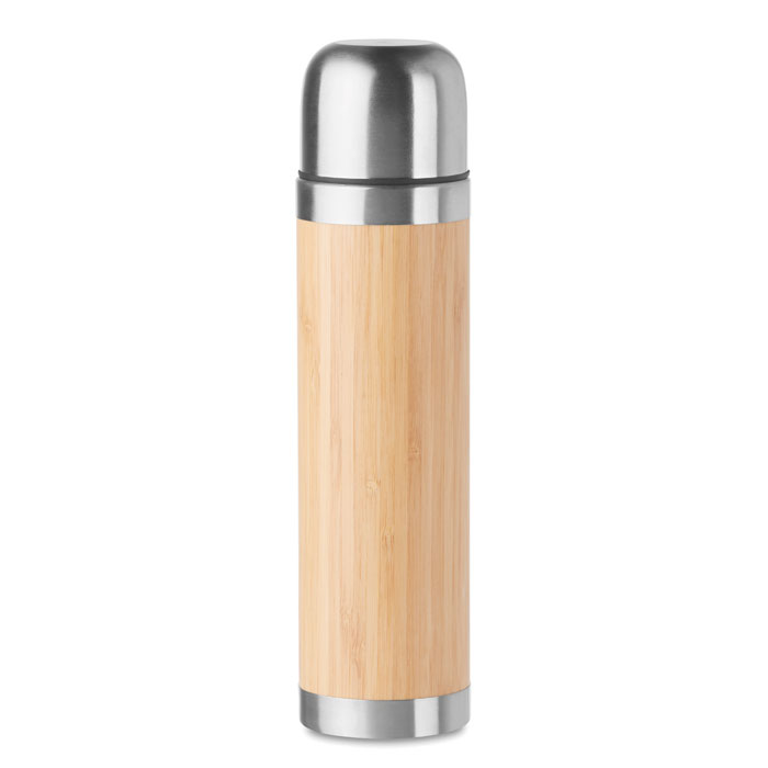 MO9991 - Botella Térmica de Acero Inoxidable con Cubierta de Bambú 400 ml.